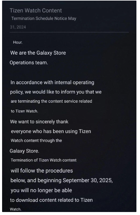 三星智能手表用户注意：Tizen系统服务或将于2025 年 5 月停止